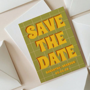 Retro Groovy Fetter & Helles Boho-Hochzeits-QR-Cod Save The Date