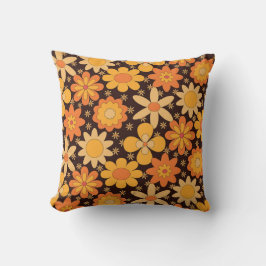 Retro Groovy Floral 70er Orange Yellow Kissen