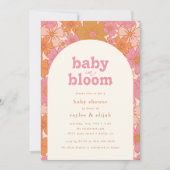 Retro Groovy Floral Arch Baby in Bloom | Einladung (Vorderseite)