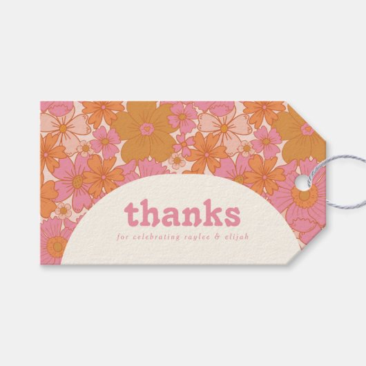 Retro Groovy Floral Arch | Boho Favor Geschenkanhänger (Vorderseite (Horizontal))