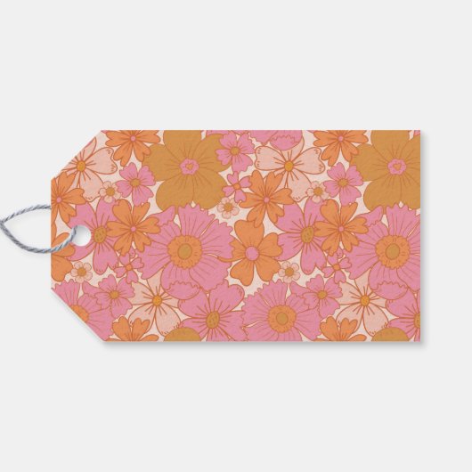 Retro Groovy Floral Arch | Boho Favor Geschenkanhänger (Rückseite Horizontal)