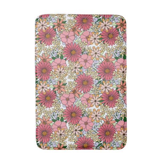 Retro Groovy Floral Daisy Boho Badematte (Vorderseite Vertikal)
