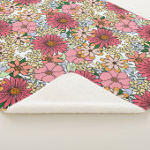 Retro Groovy Floral Daisy Boho Sherpadecke (3/4)
