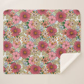 Retro Groovy Floral Daisy Boho Sherpadecke (Vorderseite (Horizontal))