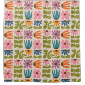 Retro Groovy Floral Duschvorhang (Vorderseite)