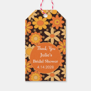 Retro Groovy Floral Orange gelb Vielen Dank Geschenkanhänger