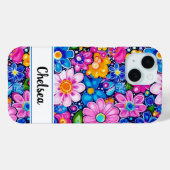 Retro Groovy Floral Personalisiert Case-Mate iPhone Hülle (Rückseite (Horizontal))