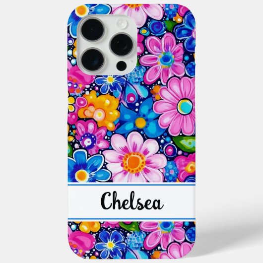Retro Groovy Floral Personalisiert Case-Mate iPhone Hülle (Rückseite)
