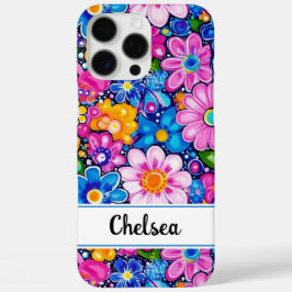 Retro Groovy Floral Personalisiert iPhone 16 Pro Max Hülle