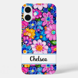 Retro Groovy Floral Personalisiert iPhone 16 Plus Hülle
