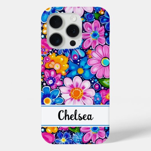 Retro Groovy Floral Personalized Case-Mate iPhone Hülle (Rückseite)