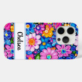 Retro Groovy Floral Personalized Case-Mate iPhone Hülle (Rückseite (Horizontal))