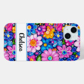 Retro Groovy Floral Personalized Case-Mate iPhone Hülle (Rückseite (Horizontal))