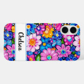 Retro Groovy Floral Personalized Case-Mate iPhone Hülle (Rückseite (Horizontal))