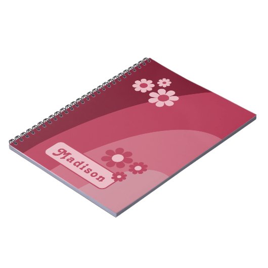 Retro Groovy Floral Pink Notizblock (Linke Seite)