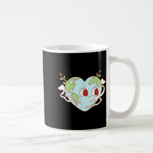 Retro groovy florales Herz Umwelttag Umwelt- Kaffeetasse