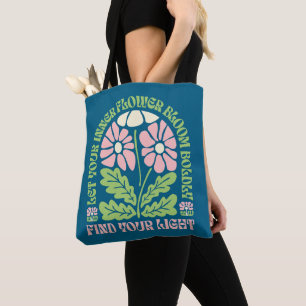 Retro Groovy Florales Inspirierendes Zitat Tasche