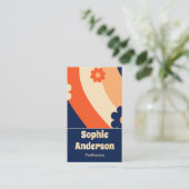 Retro Groovy Florales Visitenkarte mit QR-Code (Stehend Vorderseite)