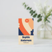 Retro Groovy Florales Visitenkarte mit QR-Code (Stehend Vorderseite)