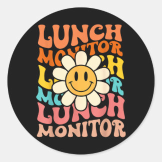 Retro Groovy Flower Lunch Monitor Men Women Gifts Runder Aufkleber