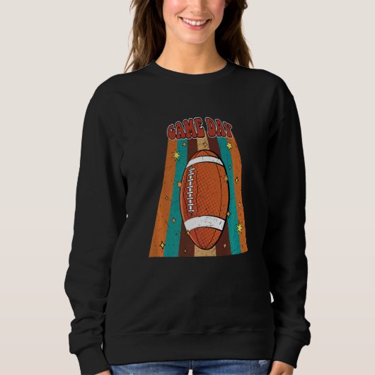 Retro Groovy Football Game Day Family Matching Foo Sweatshirt (Vorderseite)