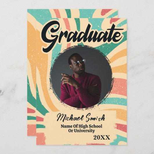 Retro Groovy Foto 2023 Abschluss Ankündigung (Vorne/Hinten)