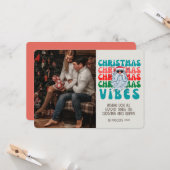 Retro Groovy Foto Christmas Vibes Santa Karte (Vorderseite/Rückseite Beispiel)