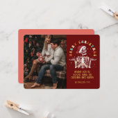 Retro Groovy Foto Frohe Weihnachtslieder Karte (Vorderseite/Rückseite Beispiel)