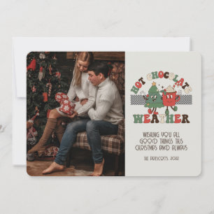Retro Groovy Foto Weihnachten Heiße Schokolade Wet Karte