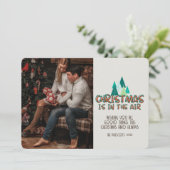 Retro Groovy Foto Weihnachten ist in der Luft Karte (Stehend Vorderseite)
