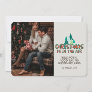 Retro Groovy Foto Weihnachten liegt in der Luft Karte