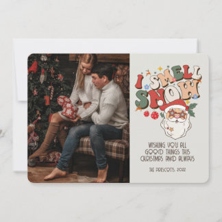 Retro Groovy Foto Weihnachten Santa Ich rieche Sch Karte