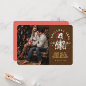 Retro Groovy Foto Weihnachten Skeletton Crew Karte (Vorderseite/Rückseite Beispiel)