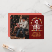 Retro Groovy Foto Weihnachten Skeletton Redewendun Karte (Vorderseite/Rückseite Beispiel)
