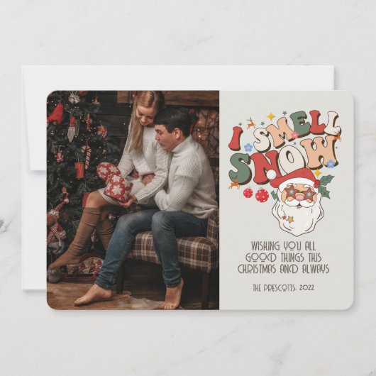 Retro Groovy Foto Weihnachten Weihnachten I Rieche Karte (Vorderseite)