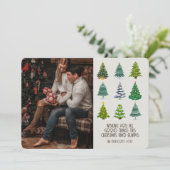 Retro Groovy Foto Weihnachtsbaumen Karte (Stehend Vorderseite)