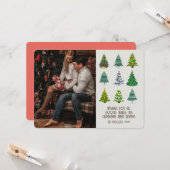 Retro Groovy Foto Weihnachtsbaumen Karte (Vorderseite/Rückseite Beispiel)