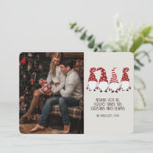 Retro Groovy Foto Weihnachtsgnomes Karte (Stehend Vorderseite)