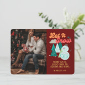 Retro Groovy Foto Weihnachtsschnee Karte (Stehend Vorderseite)