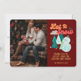 Retro Groovy Foto Weihnachtsschnee Karte