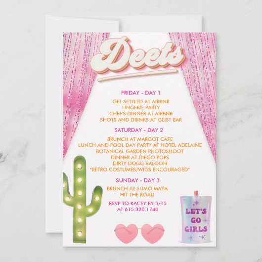 Retro Groovy Frische Pasta machen Einladung (Rückseite)