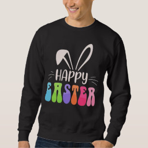 Retro Groovy Frohe Ostern Hasenohren Typografie Sweatshirt