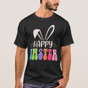 Retro Groovy Frohe Ostern Hasenohren Typografie T-Shirt