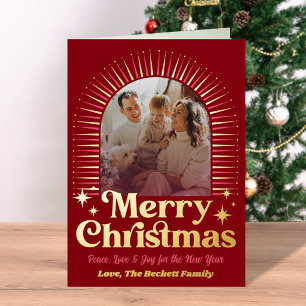 Retro Groovy Frohe Weihnachten Foto Real Foil