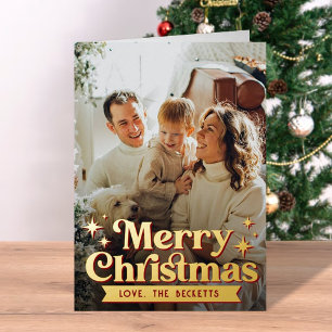 Retro Groovy Frohe Weihnachten Foto Real Foil