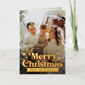 Retro Groovy Frohe Weihnachten Foto Real Foil (Vorderseite)