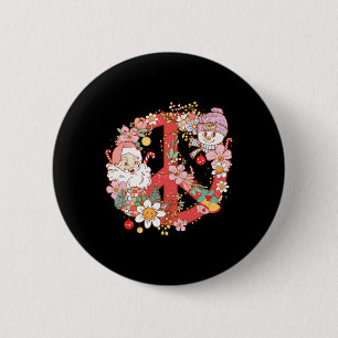 Retro Groovy Frohe Weihnachten Hippie Weihnachtsma Button