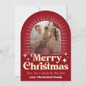 Retro Groovy Frohe Weihnachts Foto Weihnachtskarte Einladung (Vorderseite)