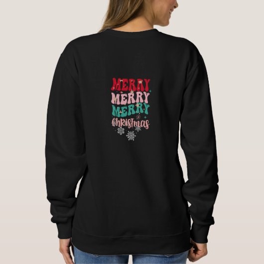 Retro Groovy Frohe Weihnachts Wavy Text Sweatshirt (Rückseite)