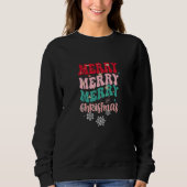 Retro Groovy Frohe Weihnachts Wavy Text Sweatshirt (Vorderseite)